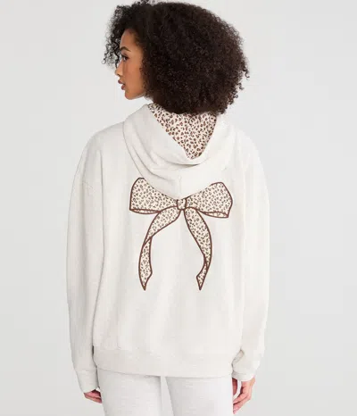 Aéropostale Leopard Print Bow Oversized Pullover Hoodie In Multi