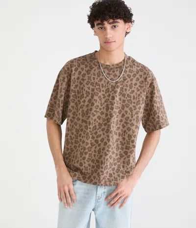 Aéropostale Leopard Print Heavyweight Crew Tee In Multi