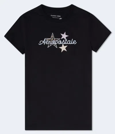 Aéropostale Leopard Star Graphic Tee In Black