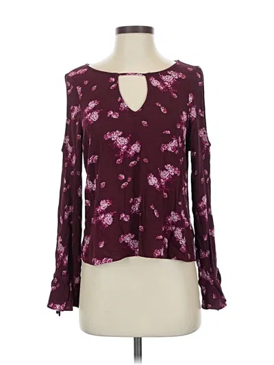 Pre-owned Aéropostale Long Sleeve Blouse In Burgundy