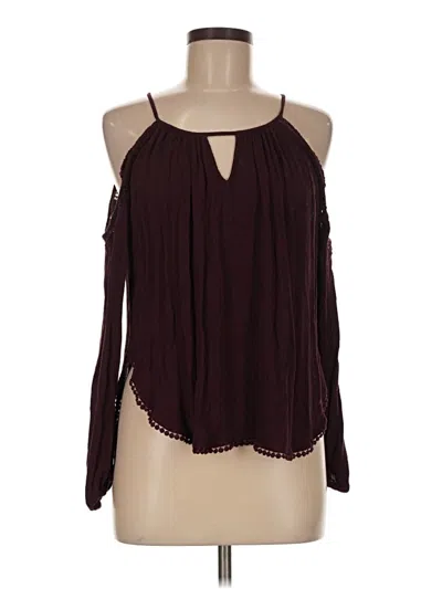 Pre-owned Aéropostale Long Sleeve Blouse In Burgundy