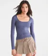 Aéropostale Long Sleeve Buttery Soft Scoop-neck Tee In Blue