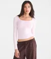 Aéropostale Long Sleeve Buttery Soft Scoop-neck Tee In Pink