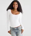 Aéropostale Long Sleeve Buttery Soft Scoop-neck Tee In White
