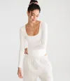 Aéropostale Long Sleeve Buttery Soft Square-neck Bodysuit In White