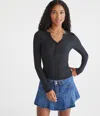 Aéropostale Long Sleeve Buttery Soft V-neck Henley In Black