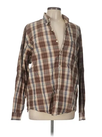 Pre-owned Aéropostale Long Sleeve Button Down Shirt In Brown