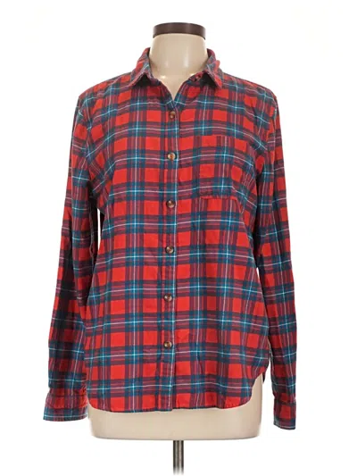 Pre-owned Aéropostale Long Sleeve Button Down Shirt In Red