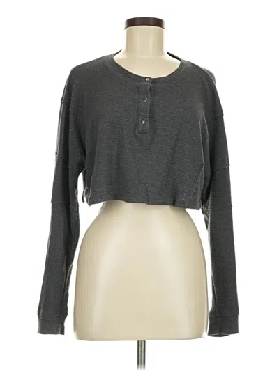 Pre-owned Aéropostale Long Sleeve Henley Shirt In Gray