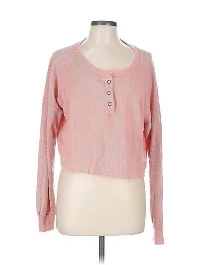Pre-owned Aéropostale Long Sleeve Henley Shirt In Pink