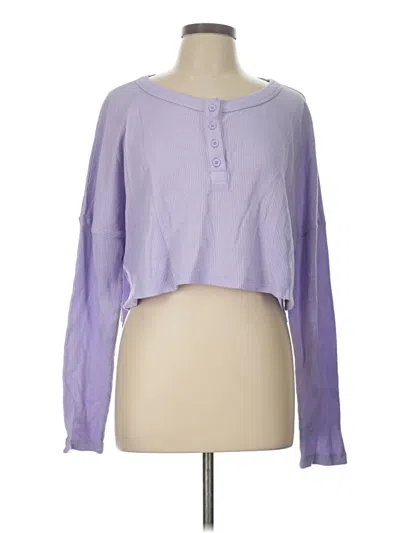 Pre-owned Aéropostale Long Sleeve Henley Shirt In Purple