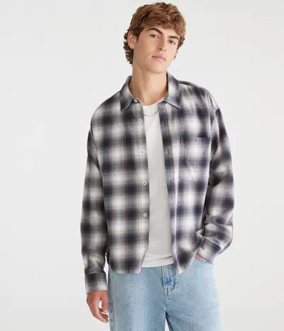 Aéropostale Long Sleeve Plaid Boxy Flannel Shirt In Blue