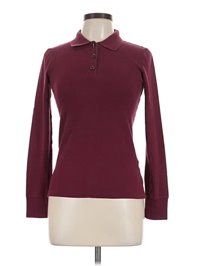 Pre-owned Aéropostale Long Sleeve Polo Shirt In Burgundy