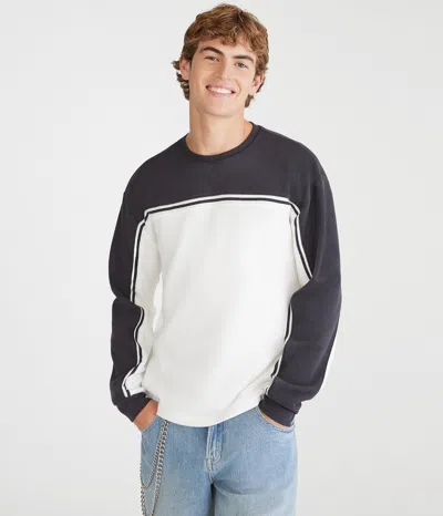 Aéropostale Long Sleeve Retro Colorblocked Stripe Crew Tee In Blue