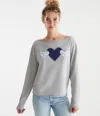 Aéropostale Long Sleeve Seriously Soft Hearts Off-the-shoulder Tee In Gray