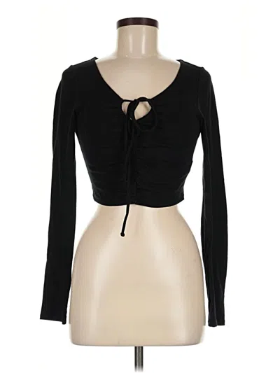 Pre-owned Aéropostale Long Sleeve Top Black Sweetheart Neckline Tops