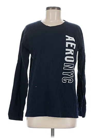 Pre-owned Aéropostale Long Sleeve Top Blue Crew Neck Tops