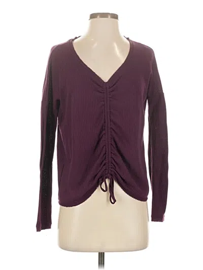 Pre-owned Aéropostale Long Sleeve Top Burgundy Plunge Neckline Tops