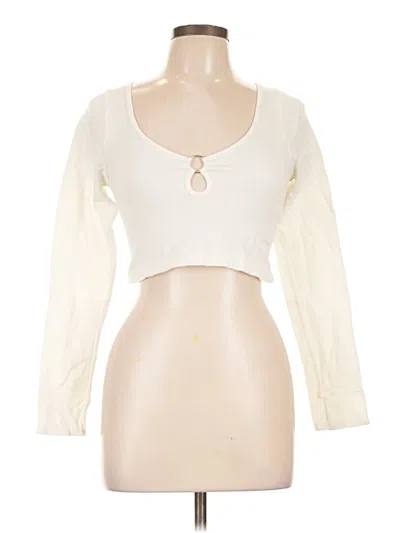 Pre-owned Aéropostale Long Sleeve Top Ivory Keyhole Neckline Tops