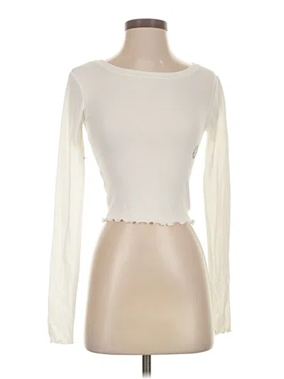 Pre-owned Aéropostale Long Sleeve Top Ivory Sweetheart Neckline Tops In White