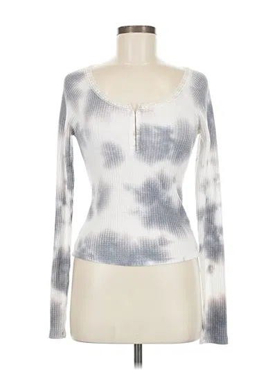 Pre-owned Aéropostale Long Sleeve Top Silver Keyhole Neckline Tops