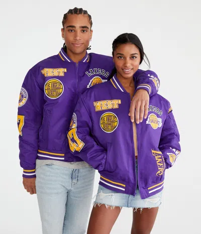 Aéropostale Los Angeles Lakers Basketball Bomber Jacket In Purple