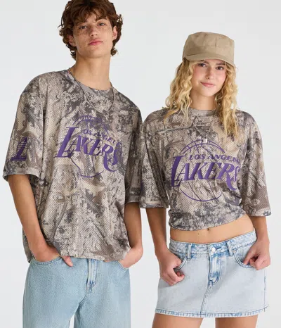Aéropostale Los Angeles Lakers Forest Camo Mesh Top In Brown