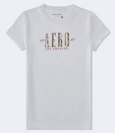 Aéropostale Los Angeles Sequin Graphic Tee In Black