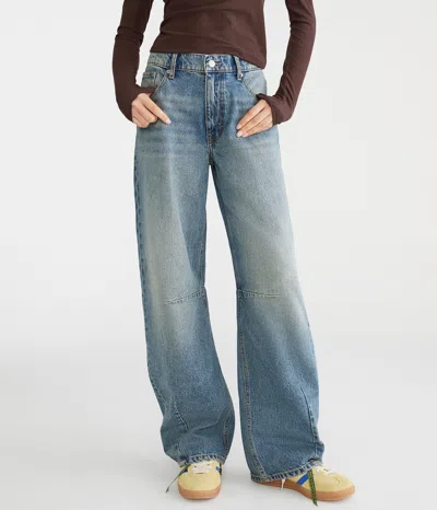 Aéropostale Low-rise Baggy Barrel Jean In Blue