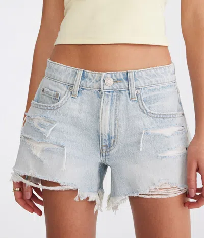 Aéropostale Low-rise Baggy Denim Shorts 4" In Blue