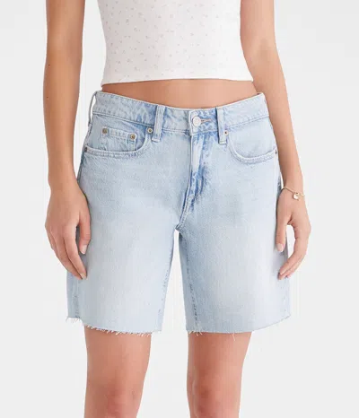 Aéropostale Low-rise Baggy Denim Shorts 8" In Blue