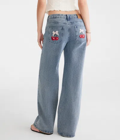Aéropostale Low-rise Baggy Wide Leg Cherry Pocket Jean In Multi