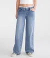 Aéropostale Low-rise Baggy Wide Leg Crochet Waist Jean In Blue