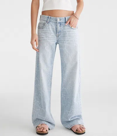 Aéropostale Low-rise Baggy Wide Leg Hearts Jean In Blue