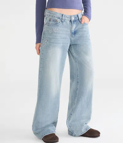 Aéropostale Low-rise Baggy Wide Leg Hibiscus Jean In Multi
