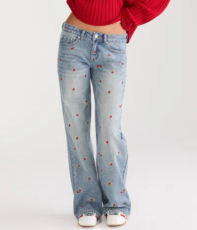 Aéropostale Low-rise Baggy Wide Leg Rosette Jean In Multi