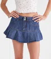 Aéropostale Low-rise Denim Mini Skort In Blue