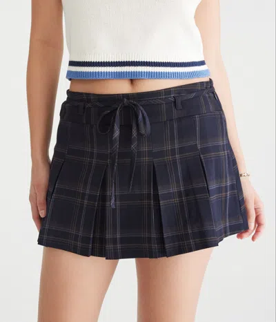 Aéropostale Low-rise Houndstooth Tie-waist Mini Skort In Blue