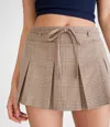 Aéropostale Low-rise Houndstooth Tie-waist Mini Skort In Neutral