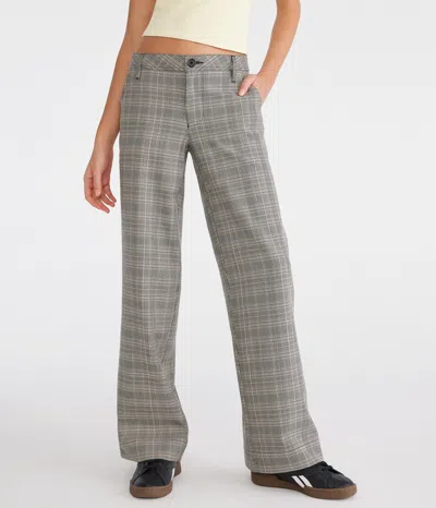 Aéropostale Low-rise Houndstooth Wide Leg Trousers In Grey