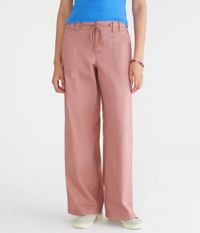 Aéropostale Low-rise Twill Wide Leg Pants In Pink