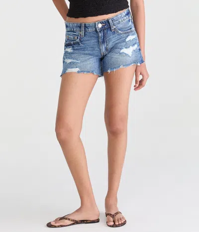 Aéropostale Low-rise Baggy 4" Denim Shorts In Blue