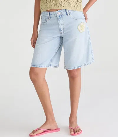 Aéropostale Low-rise Baggy Denim Jorts In Blue
