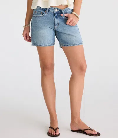 Aéropostale Low-rise Baggy Denim Shorts 6" In Blue