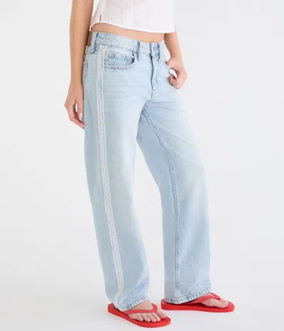 Aéropostale Low-rise Baggy Lace Stripe Jean In Blue