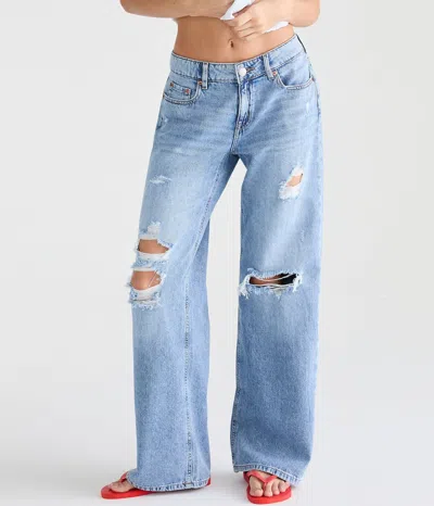 Aéropostale Low-rise Baggy Wide Leg Lightweight Luxe Jean In Blue