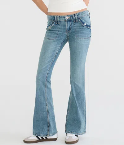 Aéropostale Low-rise Flare Flap Pocket Jean In Blue