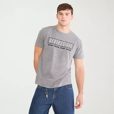 Aéropostale Mens Crew Neck Short Sleeve Classic Fit Graphic T-shirt In Gray