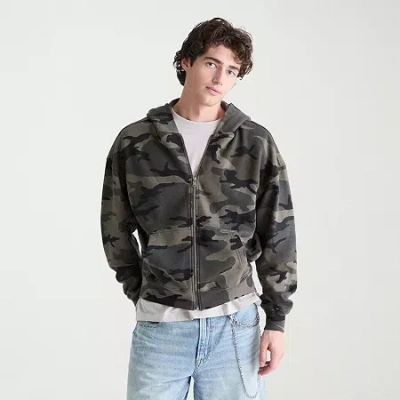 Aéropostale Cloud Soft Camo Boxy Full-zip Hoodie In Green