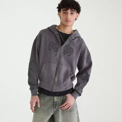Aéropostale Cloud Soft Tattoo Boxy Full-zip Hoodie In Gray
